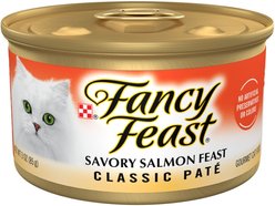 Fancy Feast Classic Savory Salmon Feast Canned Cat Food, 3-oz, case of 24