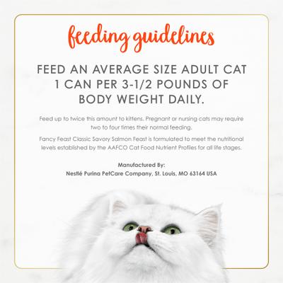 Show full view: Fancy Feast Classic Savory Salmon Feast Canned Cat Food, 3-oz, case of 24 slide 9 of 12