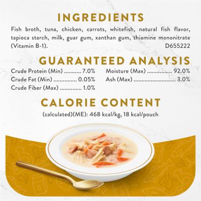 Show full view: Fancy Feast Creamy Broths with Tuna, Chicken & Whitefish Supplemental Wet Cat Food Pouches, 1.4-oz, case of 16 slide 5 of 11