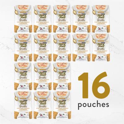 Show full view: Fancy Feast Creamy Broths with Tuna, Chicken & Whitefish Supplemental Wet Cat Food Pouches, 1.4-oz, case of 16 slide 8 of 11