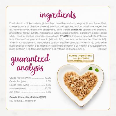 Show full view: Fancy Feast Delights with Cheddar Grilled Chicken & Cheddar Cheese Feast in Gravy Canned Cat Food, 3-oz, case of 24 slide 7 of 10