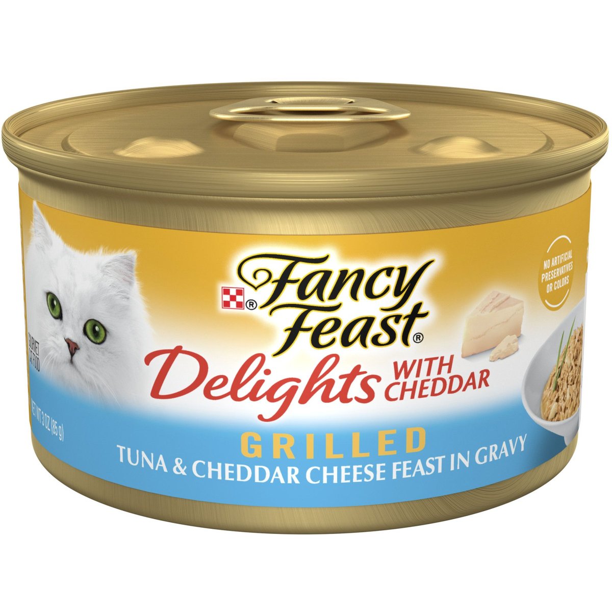 Fancy Feast Delights Tuna & Cheddar Canned Cat Food, 3-oz, case of 24