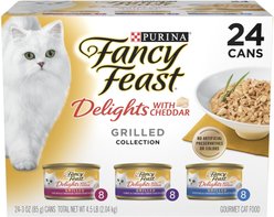 Fancy Feast Delights with Cheddar Grilled Variety Pack Canned Cat Food, 3-oz, case of 24