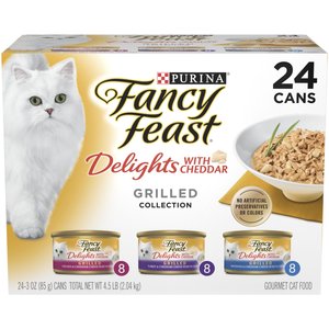 Fancy Feast Delights with Cheddar Grilled Variety Pack Canned Cat Food, 3-oz, case of 24