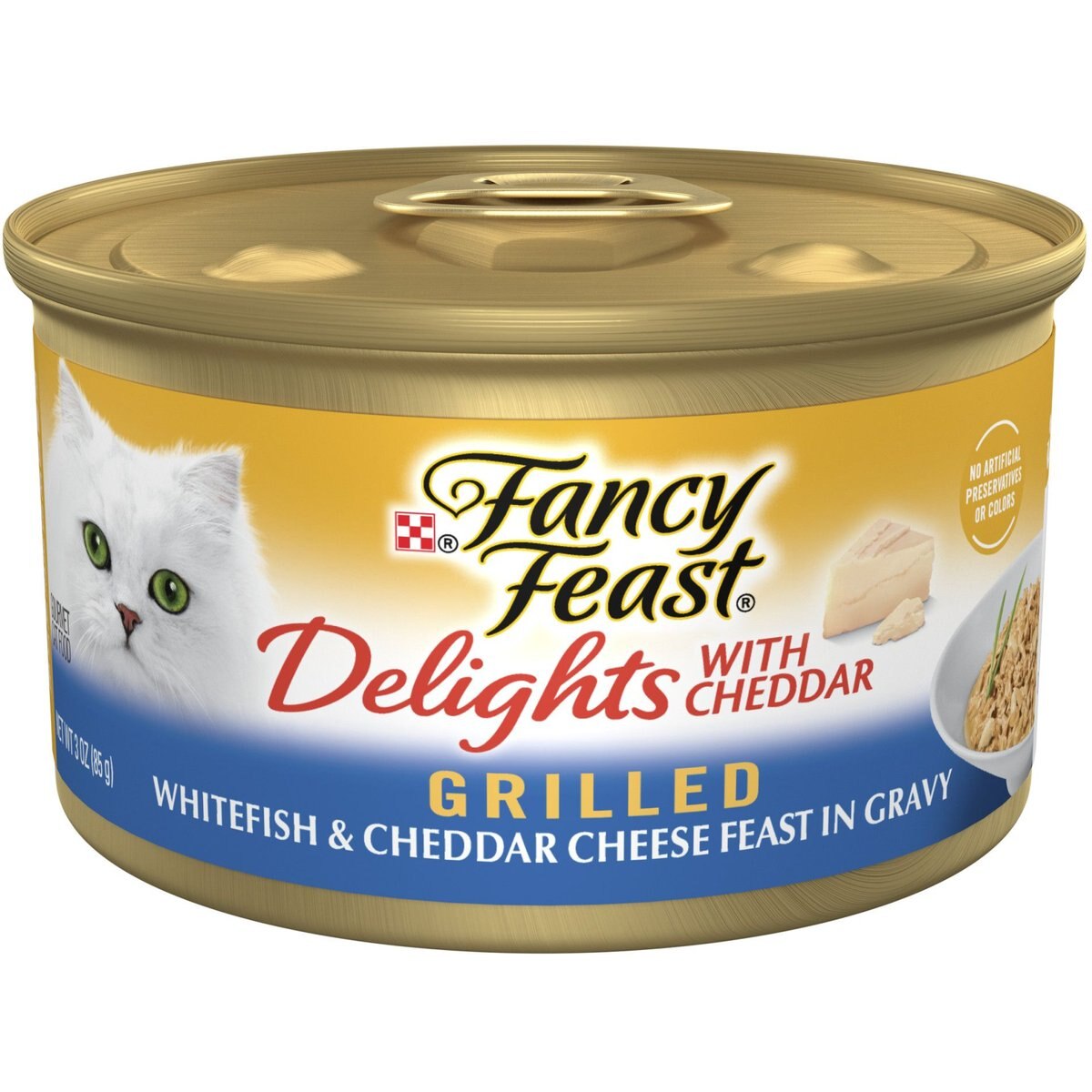 Fancy Feast Delights Whitefish & Cheddar Cheese Cat Food, 3-oz, 24 ct