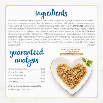 Show full view: Fancy Feast Delights with Cheddar Grilled Whitefish & Cheddar Cheese Feast in Gravy Canned Cat Food, 3-oz, case of 24 slide 7 of 10