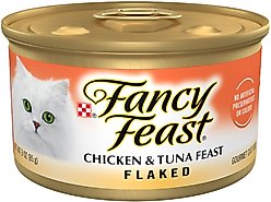 Fancy Feast Flaked Chicken & Tuna Feast Wet Cat Food, 3-oz can, case of 24