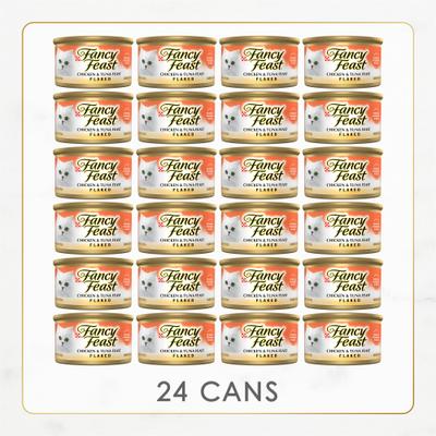 Show full view: Fancy Feast Flaked Chicken & Tuna Feast Wet Cat Food, 3-oz can, case of 24 slide 3 of 11