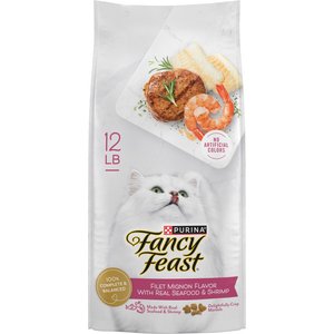 Fancy Feast Gourmet Filet Mignon Flavor with Real Seafood & Shrimp Dry Cat Food, 12-lb bag