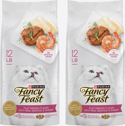 Fancy Feast Gourmet Filet Mignon Flavor with Real Seafood & Shrimp Dry Cat Food, 24-lb bundle 