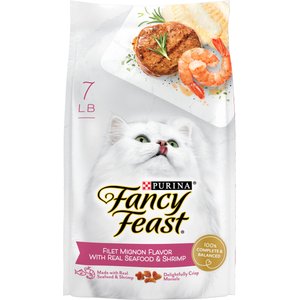 Fancy Feast Gourmet Filet Mignon Flavor with Real Seafood & Shrimp Dry Cat Food, 7-lb bag