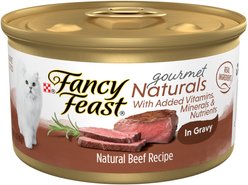 Fancy Feast Gourmet Naturals Beef Recipe in Gravy Canned Cat Food, 3-oz, case of 12