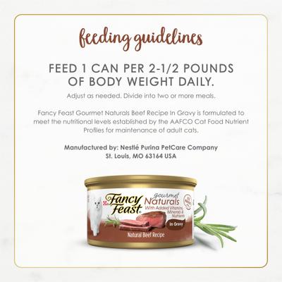 Show full view: Fancy Feast Gourmet Naturals Beef Recipe in Gravy Canned Cat Food, 3-oz, case of 12 slide 9 of 13