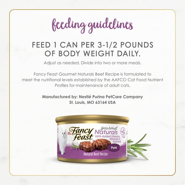Fancy Feast Gourmet Naturals Beef Recipe Pate Canned Cat Food, 3-oz, case of 12