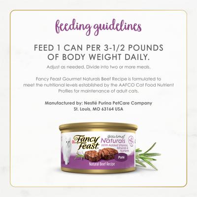 Show full view: Fancy Feast Gourmet Naturals Beef Recipe Pate Canned Cat Food, 3-oz, case of 12 slide 7 of 11