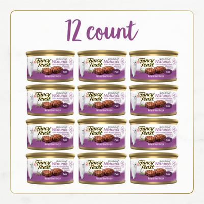 Show full view: Fancy Feast Gourmet Naturals Beef Recipe Pate Canned Cat Food, 3-oz, case of 12 slide 3 of 11