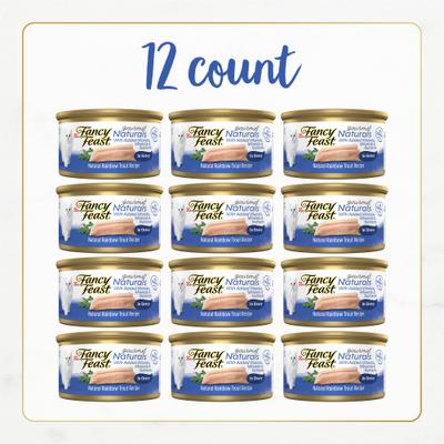 Show full view: Fancy Feast Gourmet Naturals Natural Rainbow Trout Recipe In Gravy Canned Cat Food, 3-oz can, case of 12 slide 3 of 12