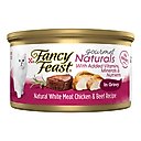 Fancy Feast Gourmet Naturals Natural White Meat Chicken & Beef Recipe In Gravy Canned Cat Food, 3-oz can, case of 12