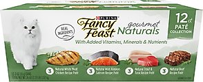 Fancy Feast Gourmet Naturals Pate Variety Pack Canned Cat Food, 3-oz, case of 12