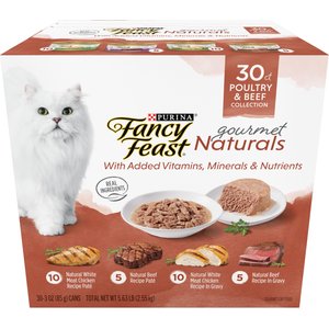 Fancy Feast Gourmet Naturals Poultry & Beef Variety Pack Canned Cat Food, 3-oz, case of 30