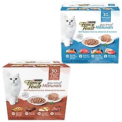 Fancy Feast Gourmet Naturals Seafood Variety Pack Canned Food + Poultry & Beef Variety Pack Canned Cat Food