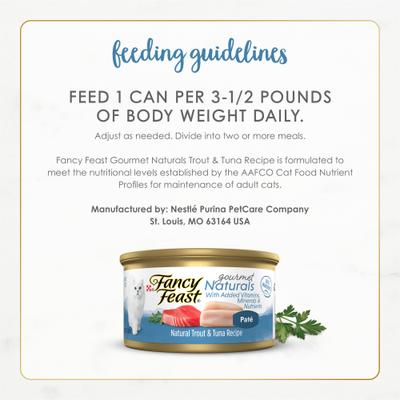Show full view: Fancy Feast Gourmet Naturals Trout & Tuna Recipe Pate Canned Cat Food, 3-oz, case of 12 slide 7 of 11