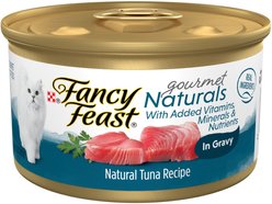 Fancy Feast Gourmet Naturals Tuna Recipe in Gravy Canned Cat Food, 3-oz, case of 12