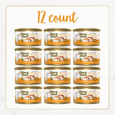 Show full view: Fancy Feast Gourmet Naturals Turkey Recipe Pate Canned Cat Food, 3-oz can, case of 12 slide 3 of 12
