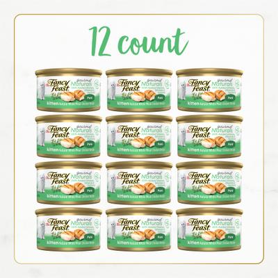 Show full view: Fancy Feast Gourmet Naturals White Meat Chicken Recipe Grain-Free Pate Kitten Canned Cat Food, 3-oz can, case of 12 slide 3 of 10