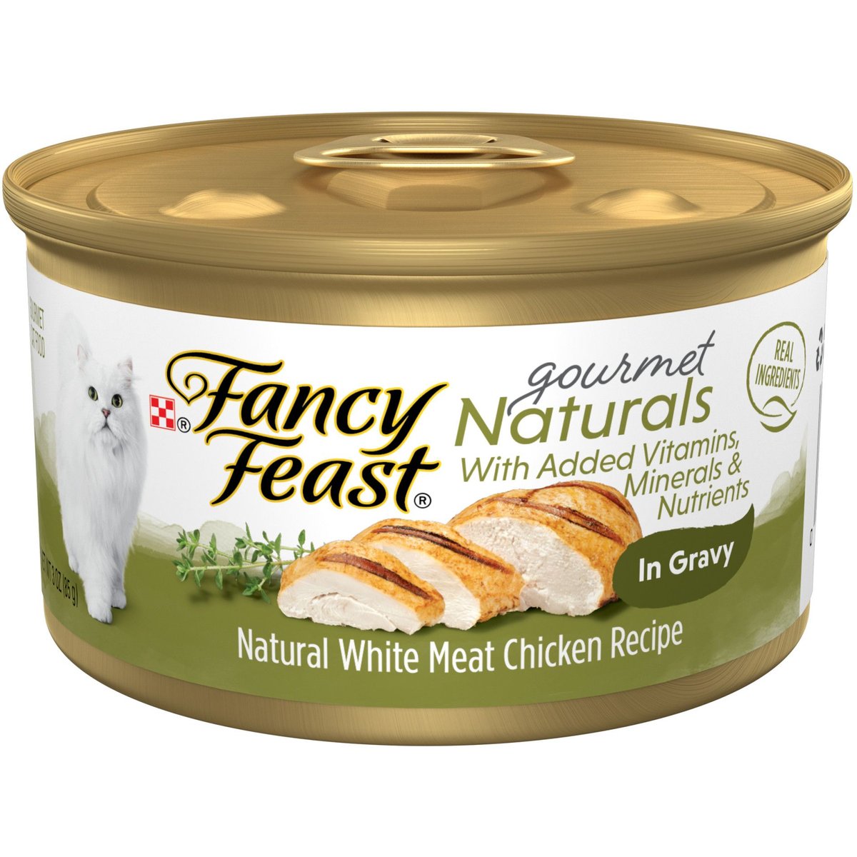 Fancy Feast Gourmet Naturals White Meat Chicken Recipe in Gravy Canned Cat Food, 3-oz can, case of 12