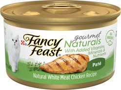 Fancy Feast Gourmet Naturals White Meat Chicken Recipe Pate Canned Cat Food, 3-oz, case of 12