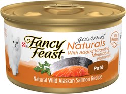 Fancy Feast Gourmet Naturals Wild Alaskan Salmon Recipe Pate Canned Cat Food, 3-oz, case of 12