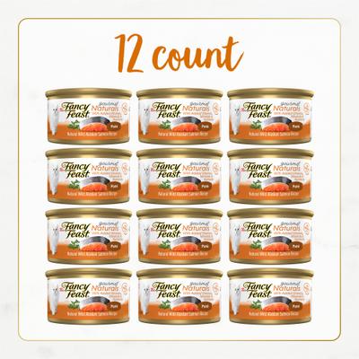 Show full view: Fancy Feast Gourmet Naturals Wild Alaskan Salmon Recipe Pate Canned Cat Food, 3-oz, case of 12 slide 3 of 11