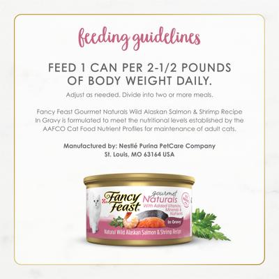 Show full view: Fancy Feast Gourmet Naturals Wild Alaskan Salmon & Shrimp Recipe in Gravy Canned Cat Food, 3-oz, case of 12 slide 9 of 13