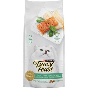 Fancy Feast Gourmet Ocean Fish & Salmon & Accents of Garden Greens Dry Cat Food, 12-lb bag