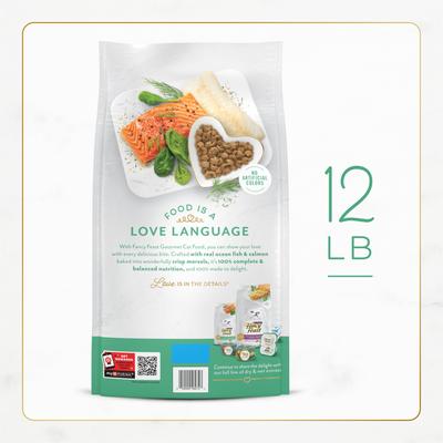 Show full view: Fancy Feast Gourmet Ocean Fish & Salmon & Accents of Garden Greens Dry Cat Food, 12-lb bag slide 3 of 12