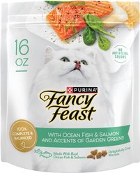 Fancy Feast Gourmet Ocean Fish & Salmon & Accents of Garden Greens Dry Cat Food, 16-oz bag, pack of 4