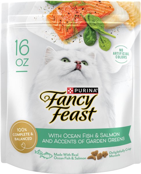 Fancy Feast Gourmet Ocean Fish & Salmon & Accents of Garden Greens Dry Cat Food