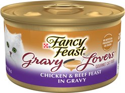 Fancy Feast Gravy Lovers Chicken & Beef Feast in Gravy Canned Cat Food, 3-oz can, case of 4