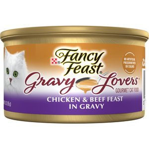 Fancy Feast Gravy Lovers Chicken & Beef Feast in Gravy Canned Cat Food, 3-oz, case of 24