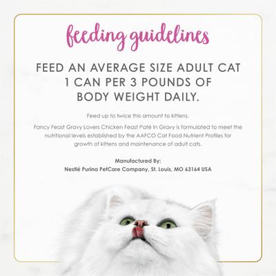 Show full view: Fancy Feast Gravy Lovers Chicken Feast Pate Wet Cat Food, 3-oz can, case of 24 slide 8 of 9