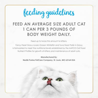 Show full view: Fancy Feast Gravy Lovers Ocean Whitefish & Tuna Feast Pate Wet Cat Food, 3-oz can, case of 24 slide 8 of 9