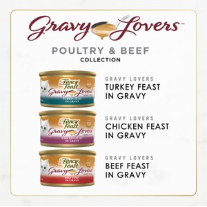 Fancy Feast Gravy Lovers Poultry & Beef Feast Variety Pack Canned Cat Food, 3-oz, case of 24
