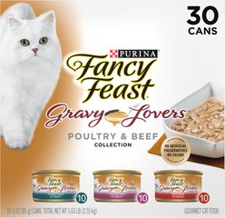 Fancy Feast Gravy Lovers Poultry & Beef Feast Variety Pack Canned Cat Food, 3-oz, case of 30