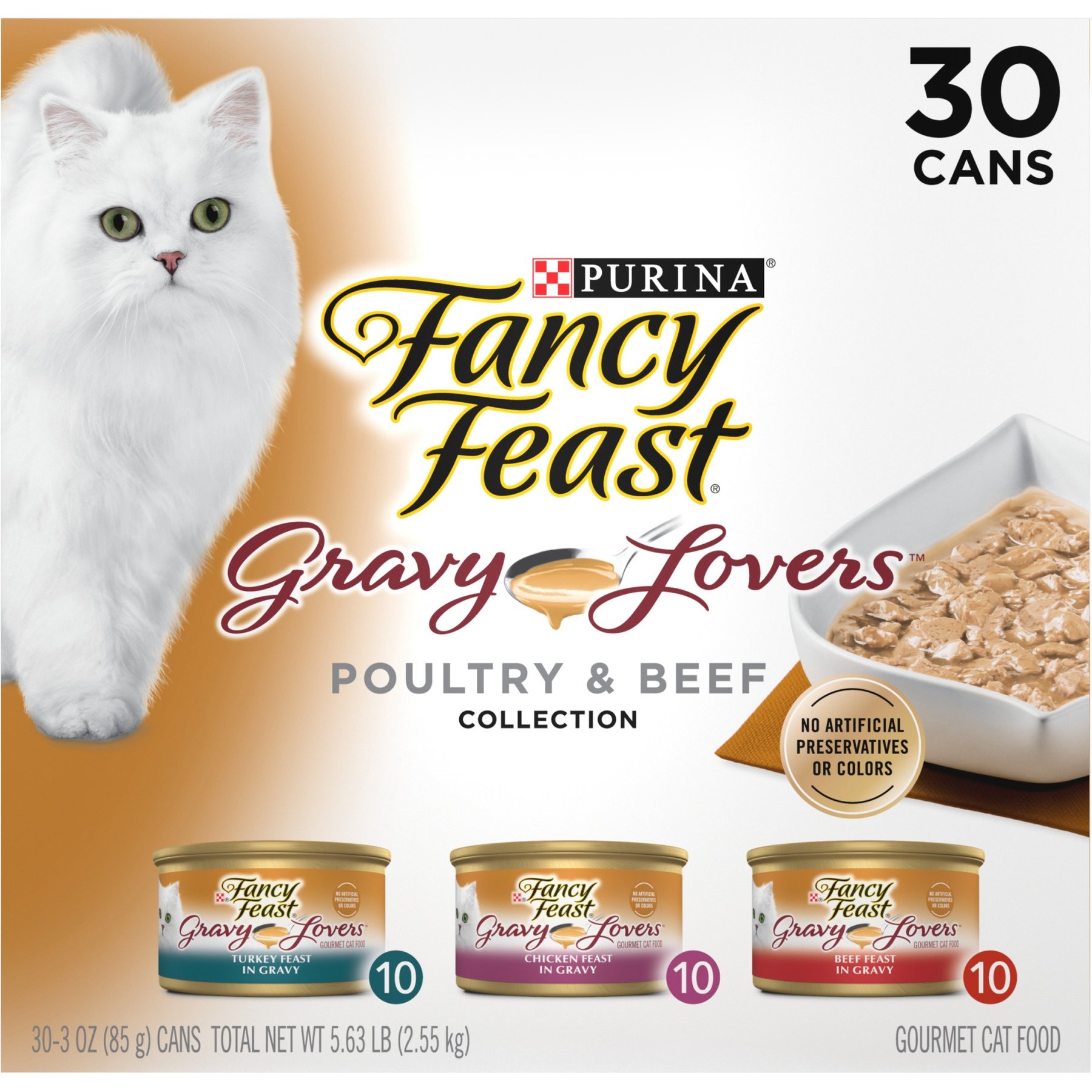 Fancy Feast Gravy Lovers Poultry & Beef Feast Variety Pack Canned Cat Food, 3-oz can, bundle of 90