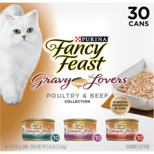 Fancy Feast Gravy Lovers Poultry & Beef Feast Variety Pack Canned Cat Food, 3-oz, case of 30