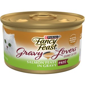Fancy Feast Gravy Lovers Salmon Feast Pate Wet Cat Food, 3-oz can, case of 24