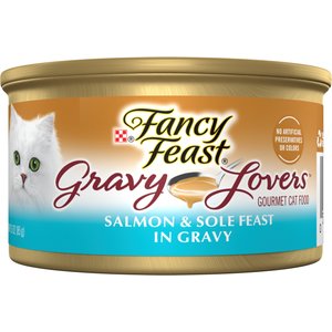 Fancy Feast Gravy Lovers Salmon & Sole Feast in Seared Salmon Flavor Gravy Gourmet Wet Cat Food 3-oz can, case of 24