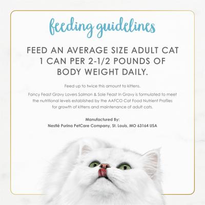 Show full view: Fancy Feast Gravy Lovers Salmon & Sole Feast in Seared Salmon Flavor Gravy Gourmet Wet Cat Food 3-oz can, case of 24 slide 9 of 12