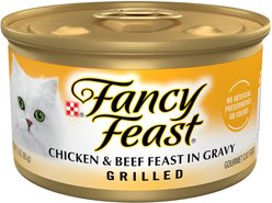 Fancy Feast Grilled Chicken & Beef Feast in Gravy Canned Cat Food, 3-oz, case of 24